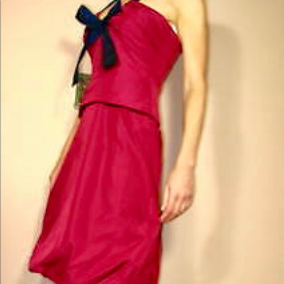MaxMara Magenta Corset Midi Dress Halter Bow Y2K Vintage New - Picture 4 of 4
